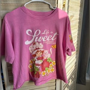 🍓🍰 Strawberry Shortcake Cropped Short Sleeve Tee Shirt Large